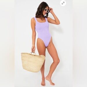 Hunza G Square Neck Seersucker Swimsuit